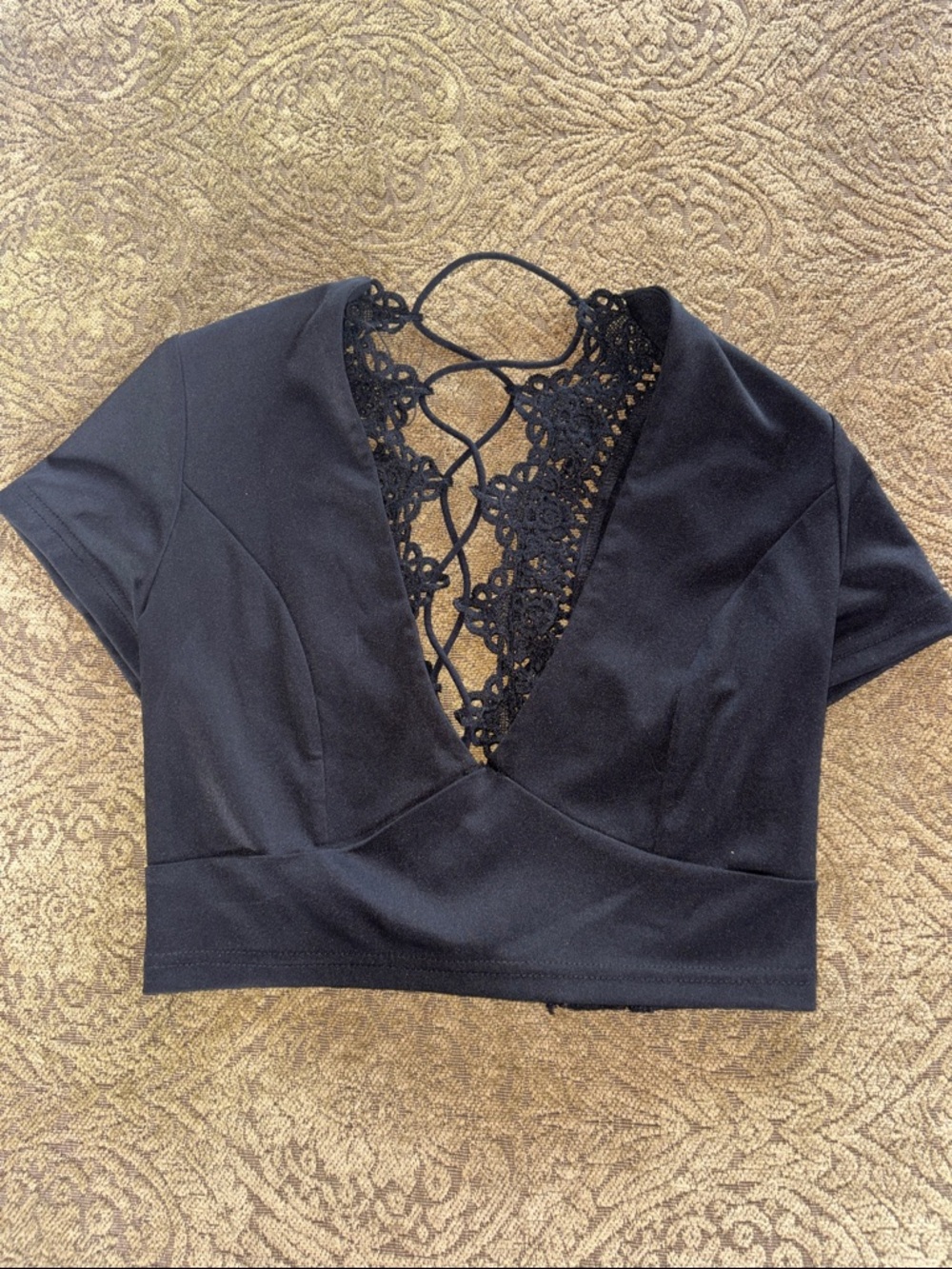 Black Lace-Back Crop Top